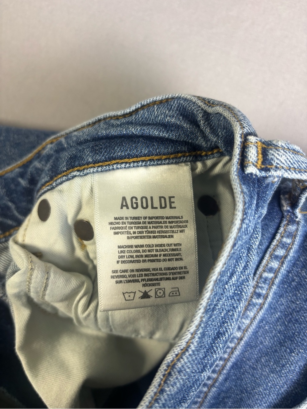 Agolde Women’s Straight-Leg Blue Denim Jeans Raw Hem Slit Ankle Size 25 - Picture 10 of 12